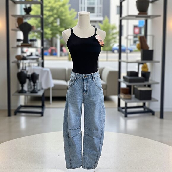 Vintage Y2K High Waisted Wide Leg Carpenter Jeans Streetwear Casual Denim SZ M - Picture 1 of 11